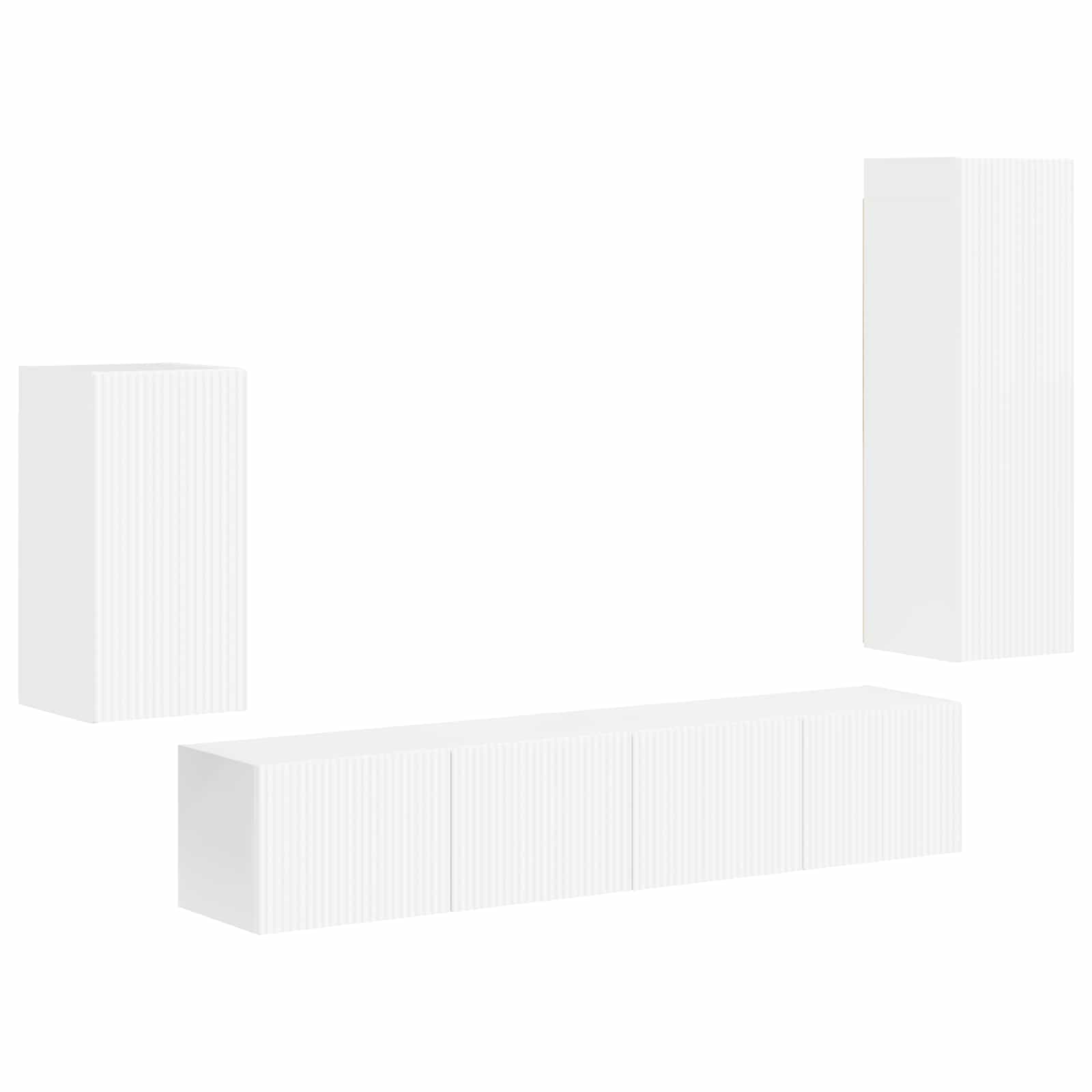 Tv-Meubelset Wandgemonteerd 3 Pcs Bewerkt Hout Hoogglans wit