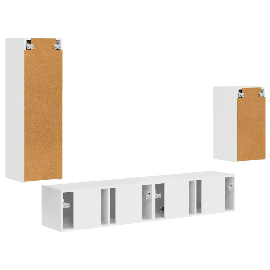 Tv-Meubelset Wandgemonteerd 3 Pcs Bewerkt Hout Hoogglans wit