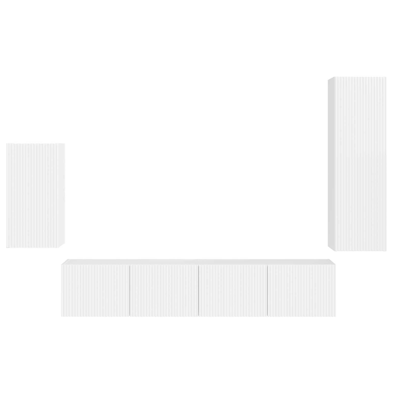 Tv-Meubelset Wandgemonteerd 3 Pcs Bewerkt Hout Hoogglans wit