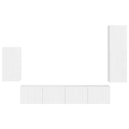 Tv-Meubelset Wandgemonteerd 3 Pcs Bewerkt Hout Hoogglans wit