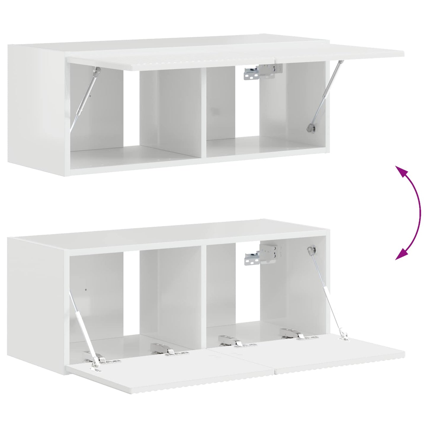 Tv-Meubelset Wandgemonteerd 3 Pcs Bewerkt Hout Hoogglans wit