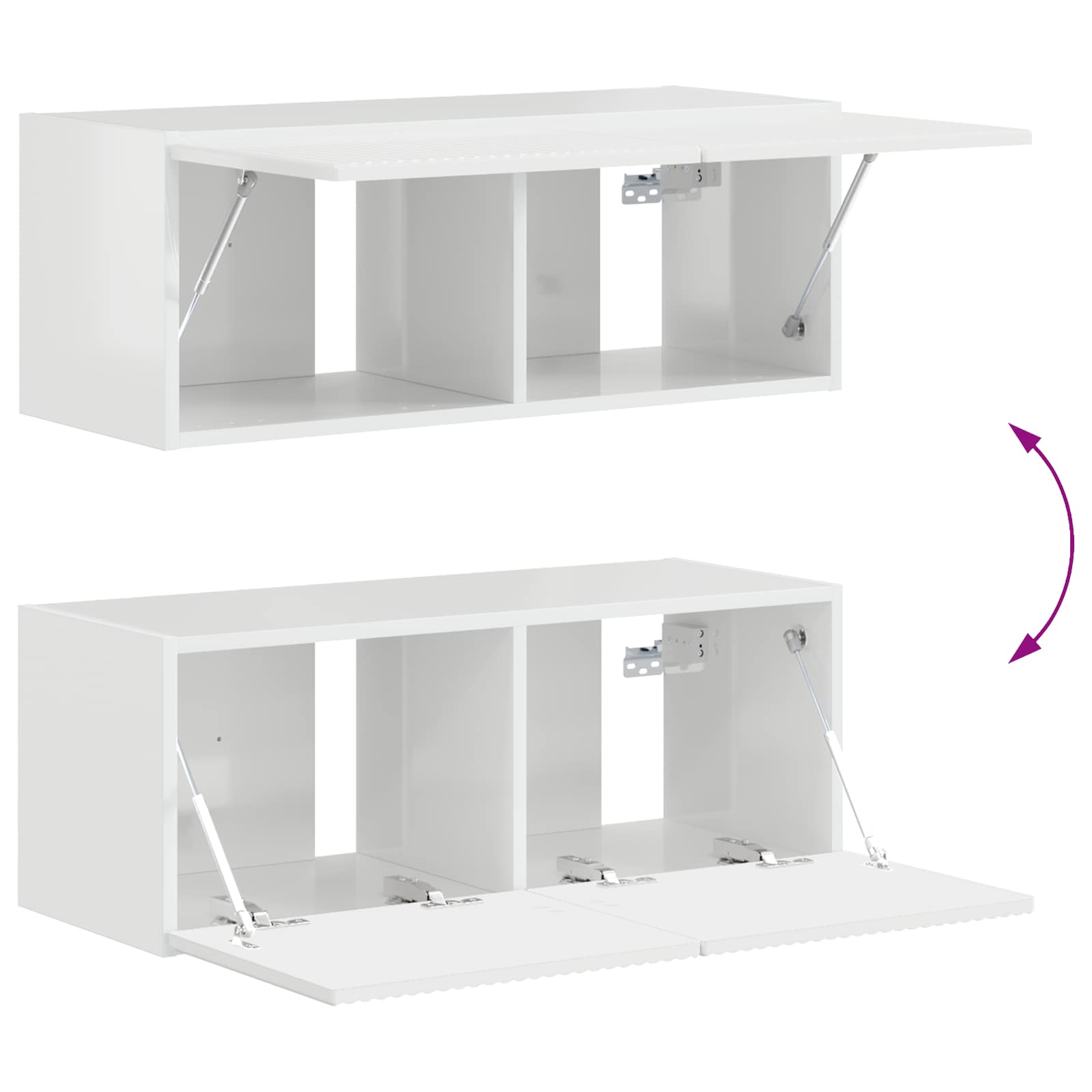 Tv-Meubelset Wandgemonteerd 3 Pcs Bewerkt Hout Hoogglans wit