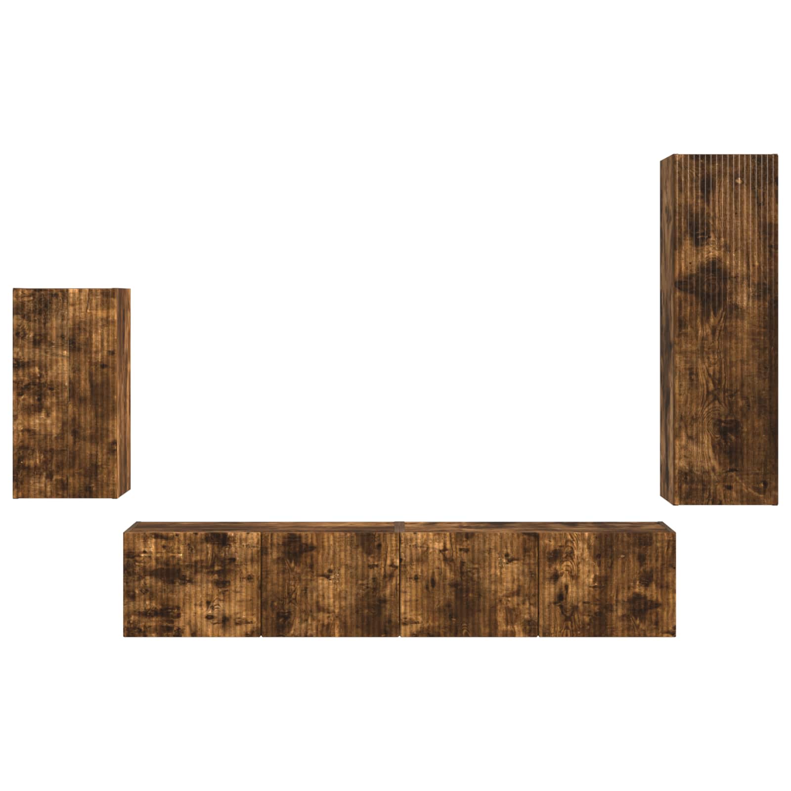 Tv-Meubelset Wandgemonteerd 3 Pcs Bewerkt Hout Gerookt eiken