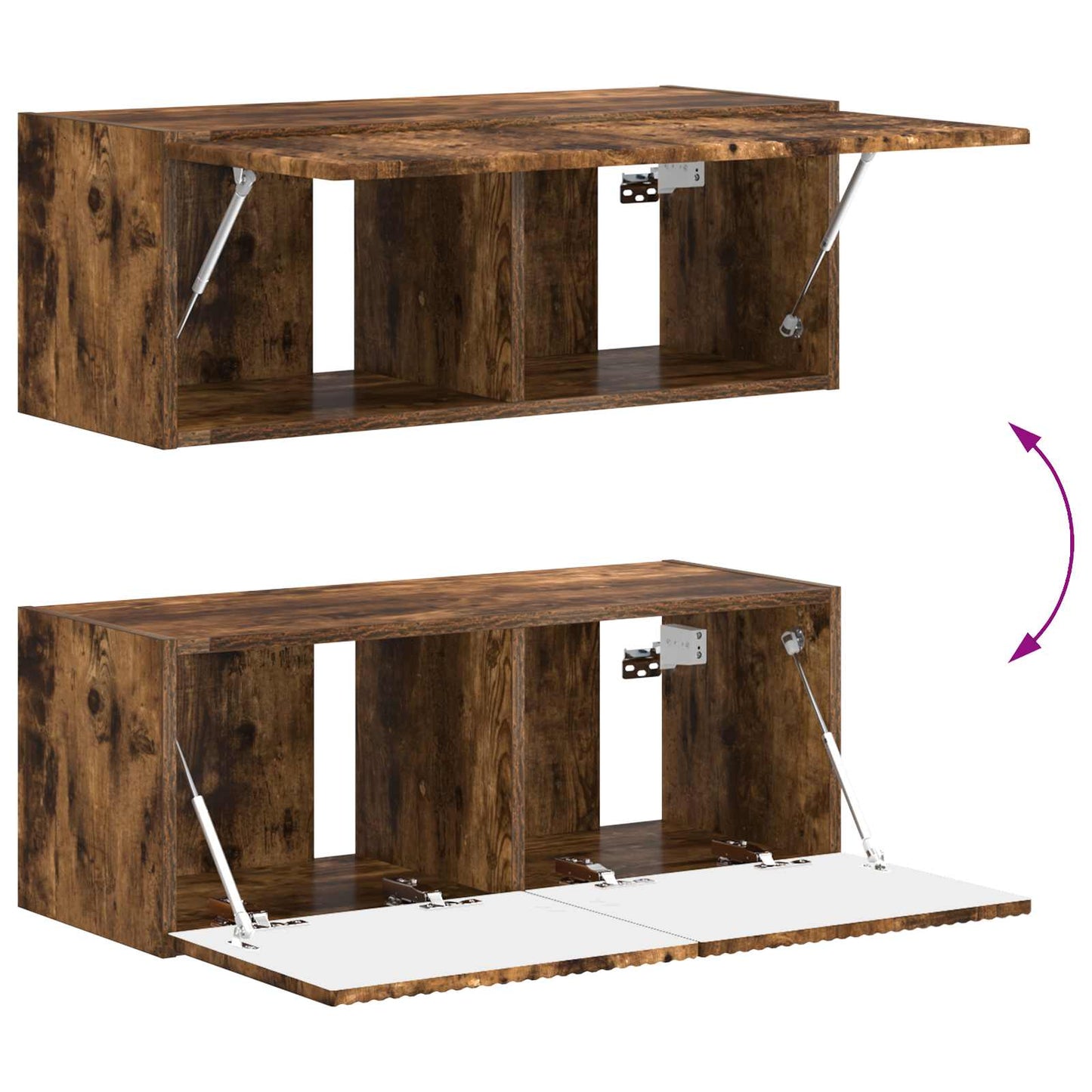 Tv-Meubelset Wandgemonteerd 3 Pcs Bewerkt Hout Gerookt eiken