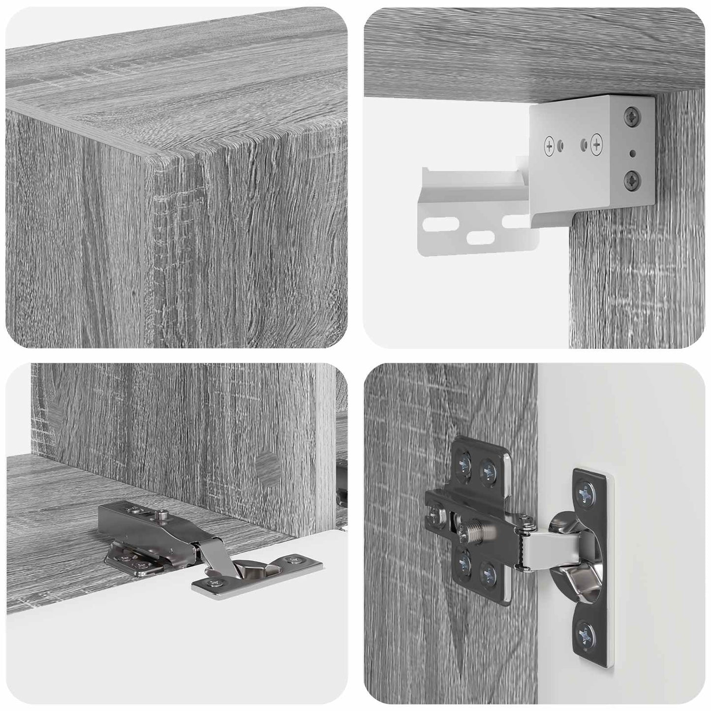 Tv-Meubelset Wandgemonteerd 3 Pcs Bewerkt Hout Grijs sonoma