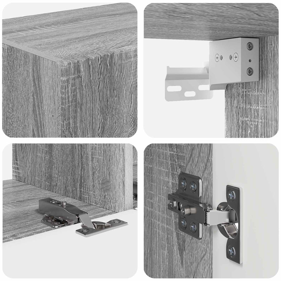 Tv-Meubelset Wandgemonteerd 3 Pcs Bewerkt Hout Grijs sonoma