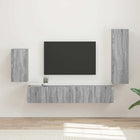 Tv-meubel wandmontage 3 delen grijs bewerkt hout