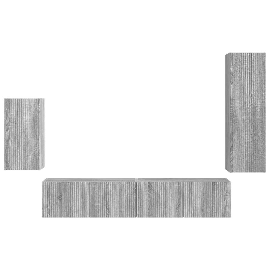 Tv-Meubelset Wandgemonteerd 3 Pcs Bewerkt Hout Grijs sonoma