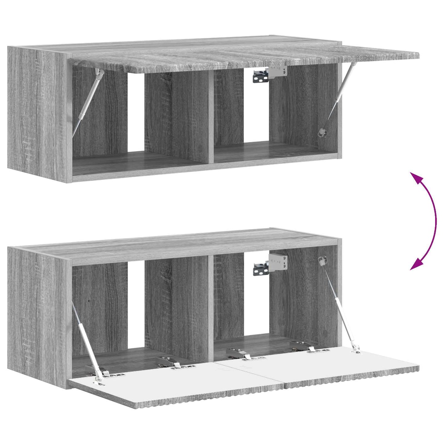 Tv-Meubelset Wandgemonteerd 3 Pcs Bewerkt Hout Grijs sonoma