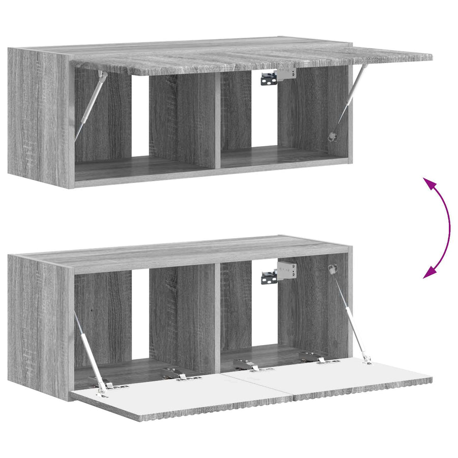 Tv-Meubelset Wandgemonteerd 3 Pcs Bewerkt Hout Grijs sonoma