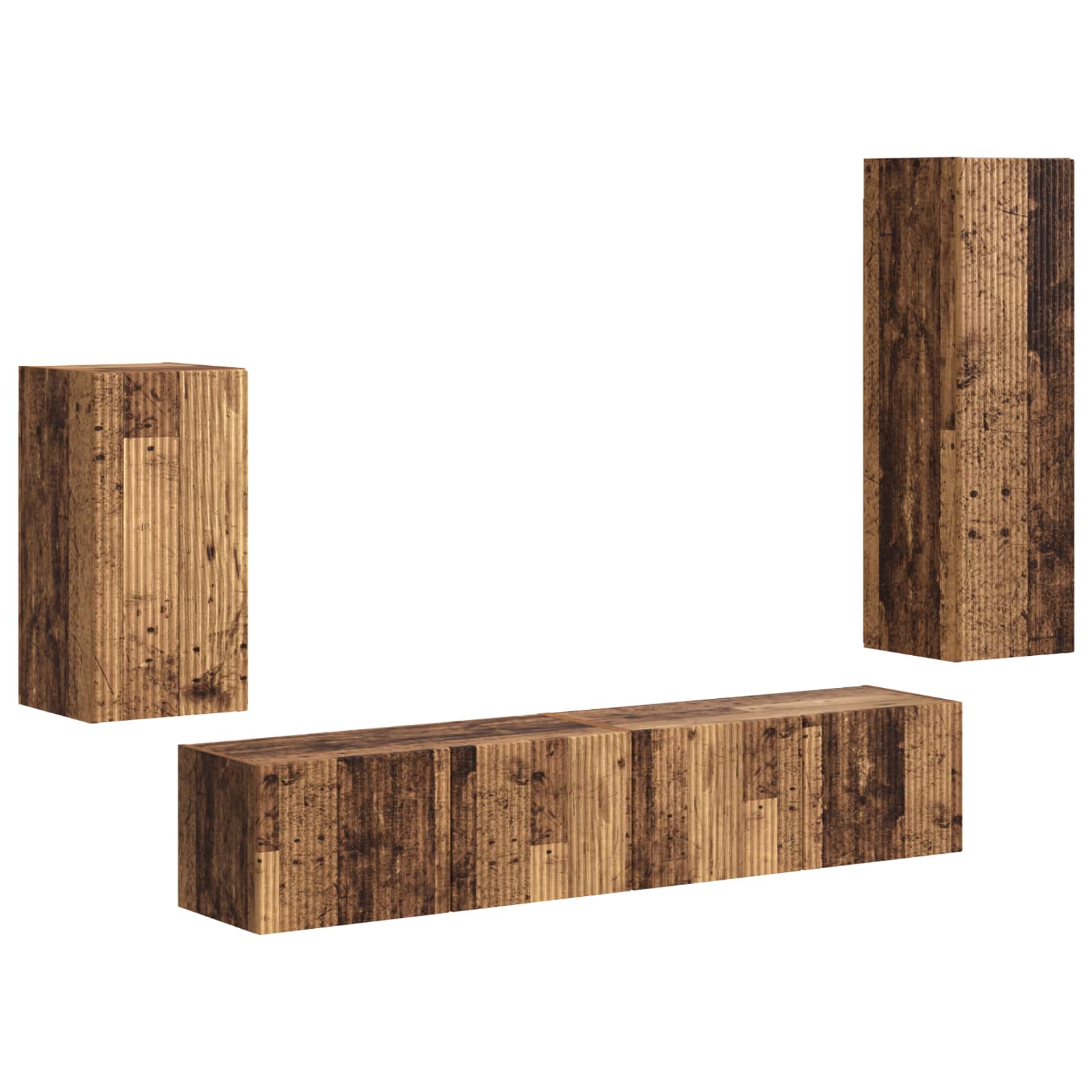 Tv-Meubelset Wandgemonteerd 3 Pcs Oudhout Bewerkt Hout Oud hout