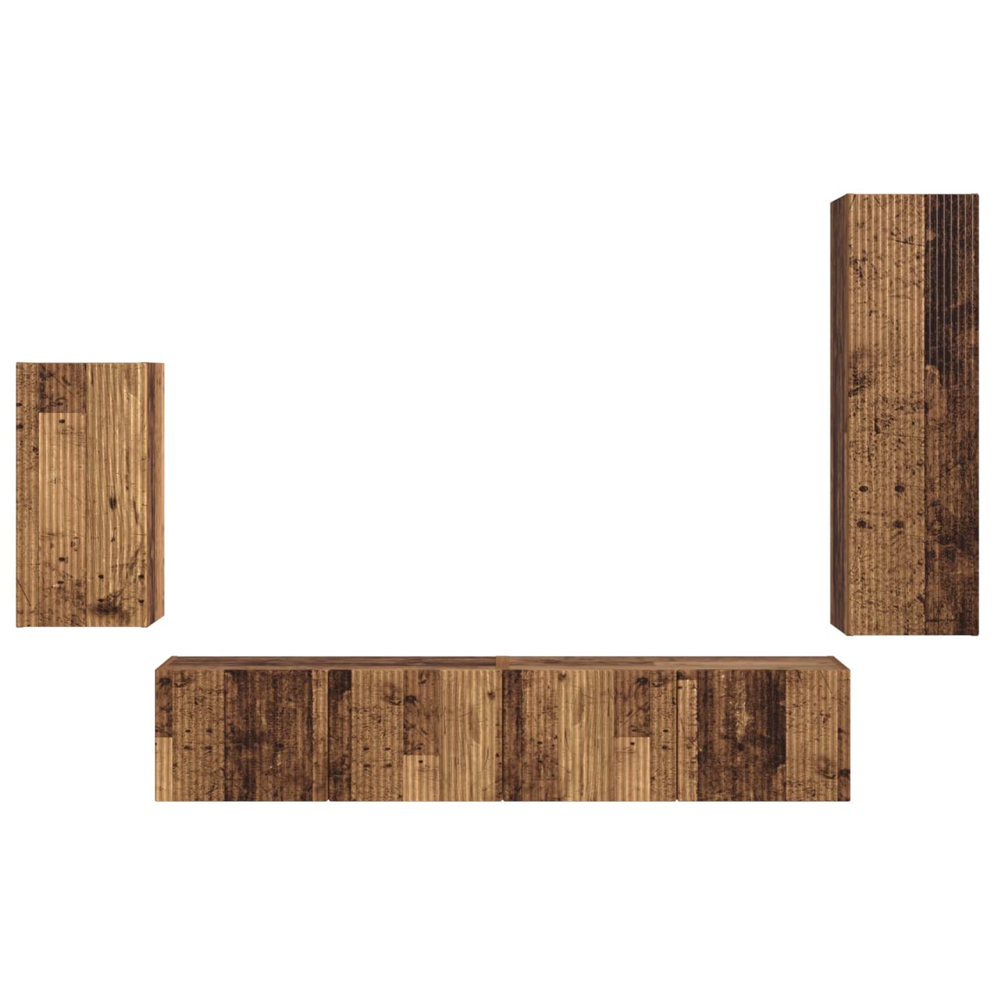 Tv-Meubelset Wandgemonteerd 3 Pcs Oudhout Bewerkt Hout Oud hout