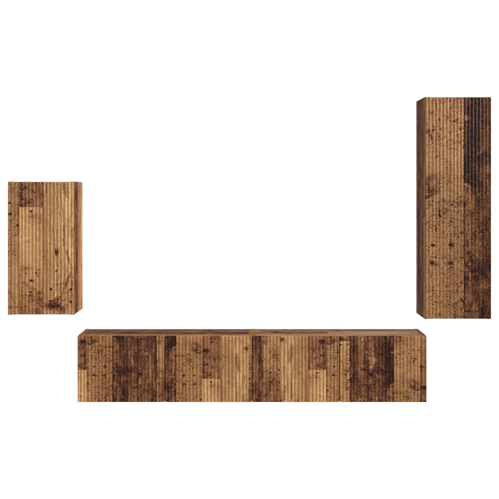Tv-Meubelset Wandgemonteerd 3 Pcs Oudhout Bewerkt Hout Oud hout