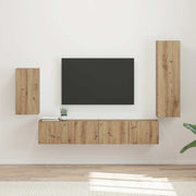 Tv-meubelset wandgemonteerd 3 delen bewerkt hout eiken