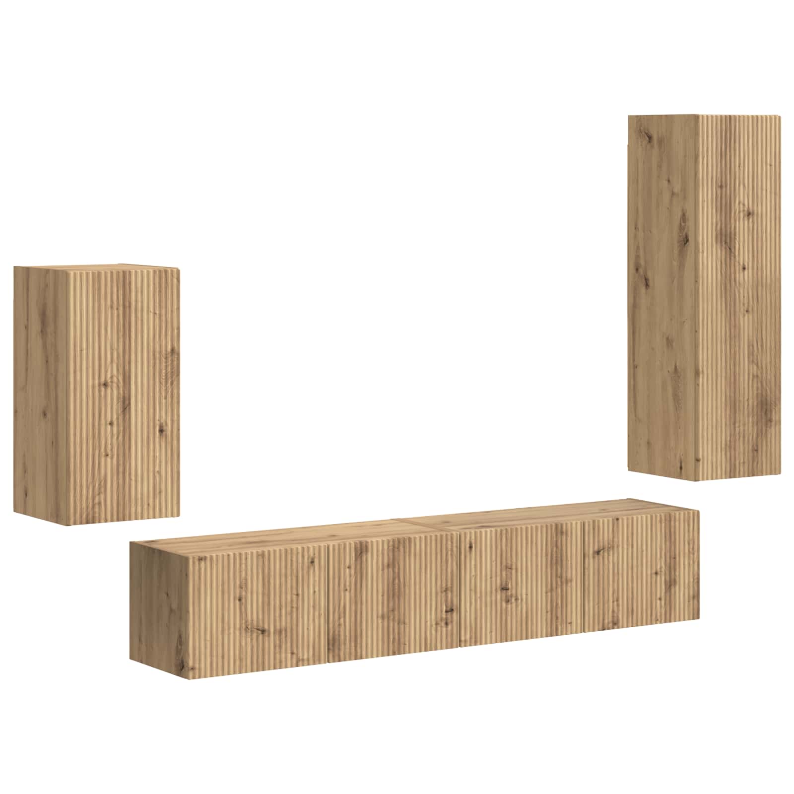 Tv-Meubelset Wandgemonteerd 3 Pcs Artisan Eiken Bewerkt Hout artisanaal eikenkleurig