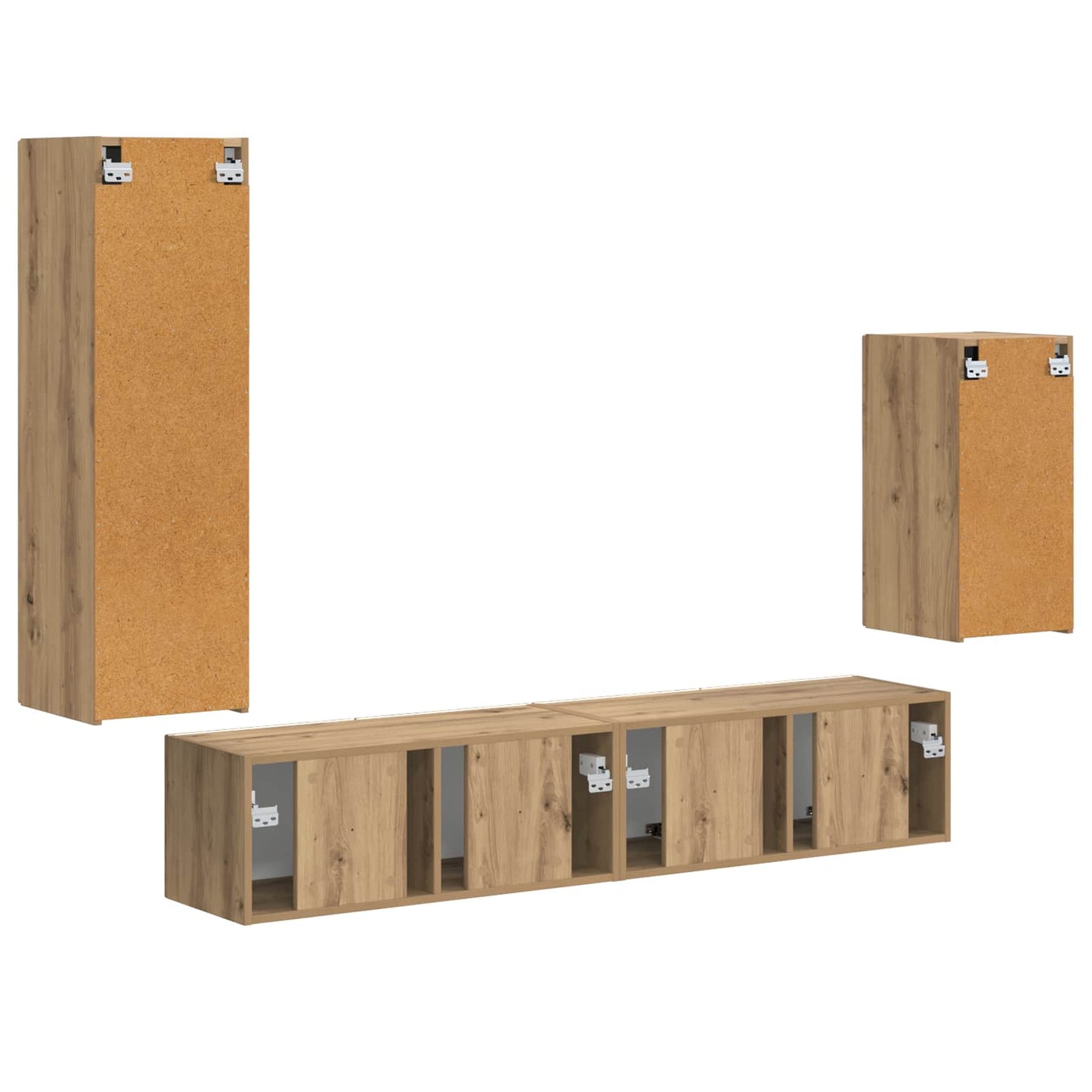 Tv-Meubelset Wandgemonteerd 3 Pcs Artisan Eiken Bewerkt Hout artisanaal eikenkleurig