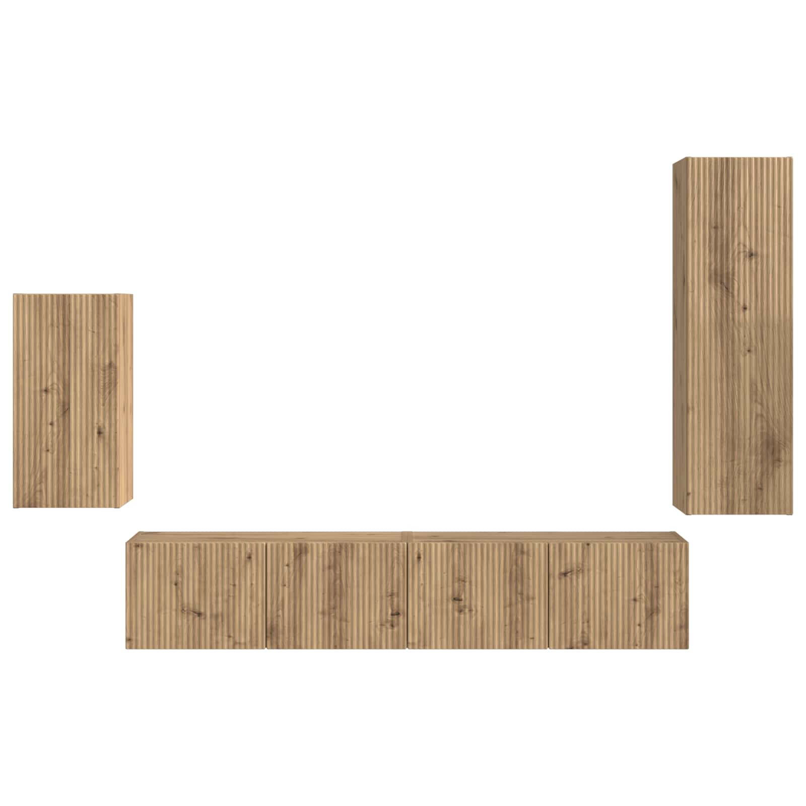Tv-Meubelset Wandgemonteerd 3 Pcs Artisan Eiken Bewerkt Hout artisanaal eikenkleurig