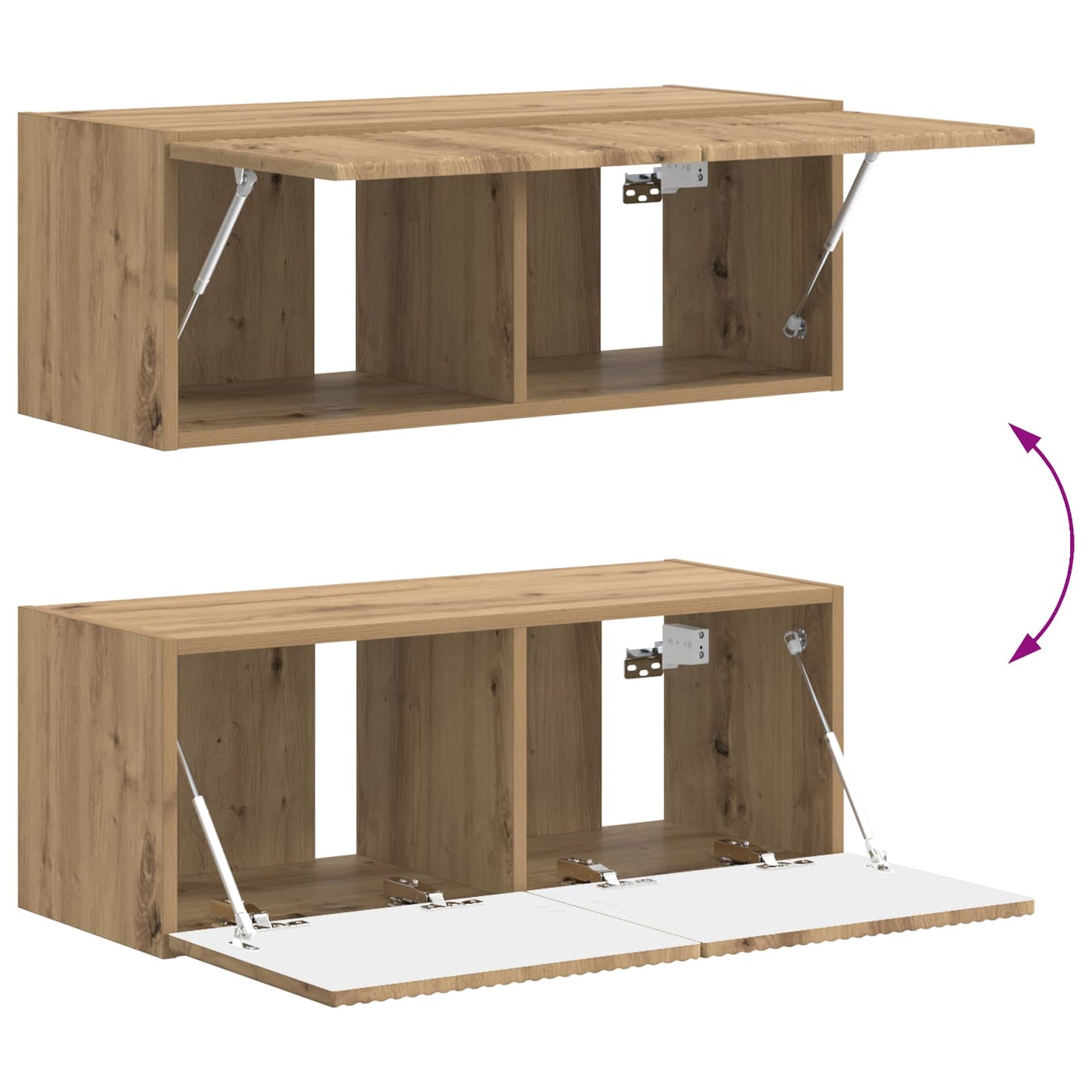 Tv-Meubelset Wandgemonteerd 3 Pcs Artisan Eiken Bewerkt Hout artisanaal eikenkleurig