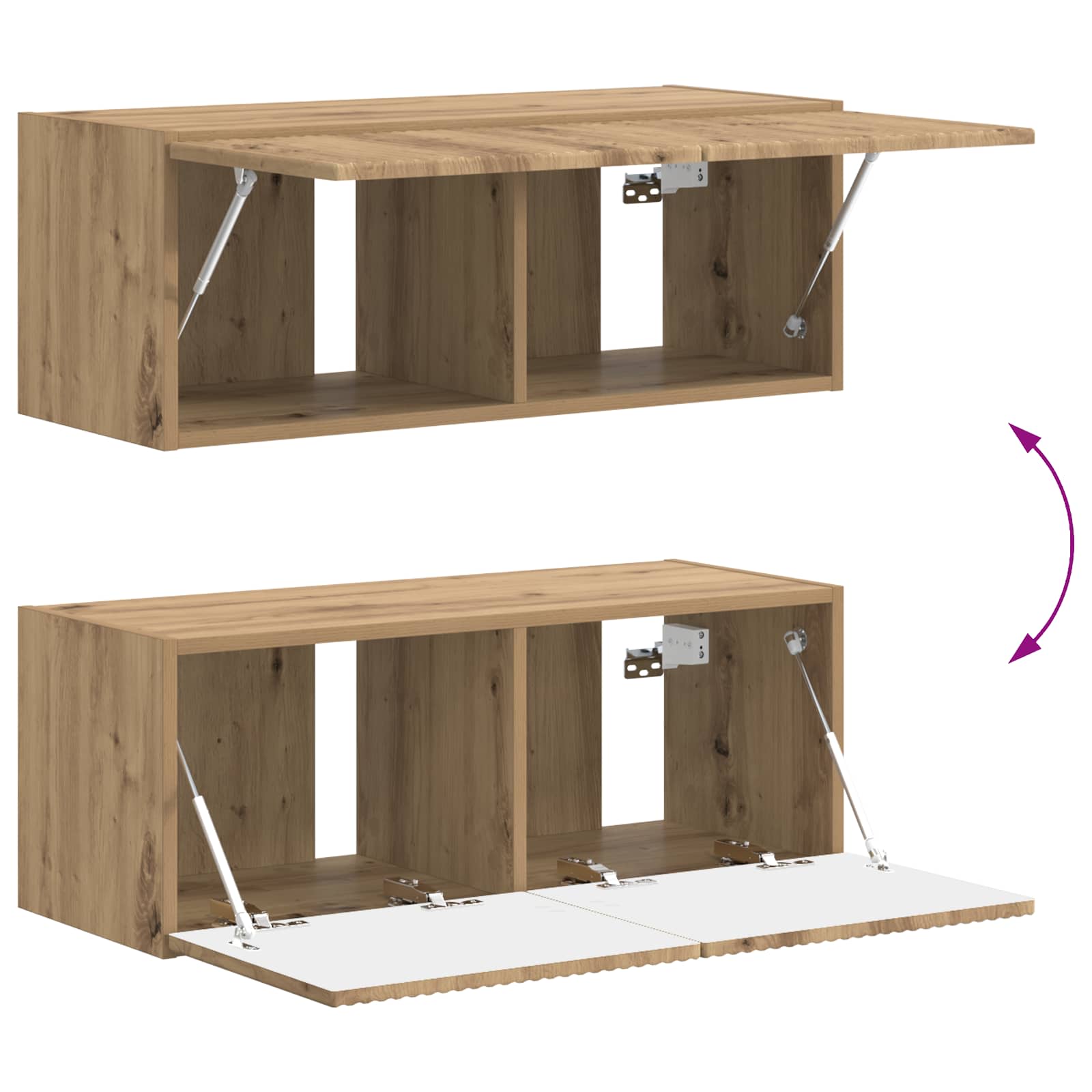 Tv-Meubelset Wandgemonteerd 3 Pcs Artisan Eiken Bewerkt Hout artisanaal eikenkleurig