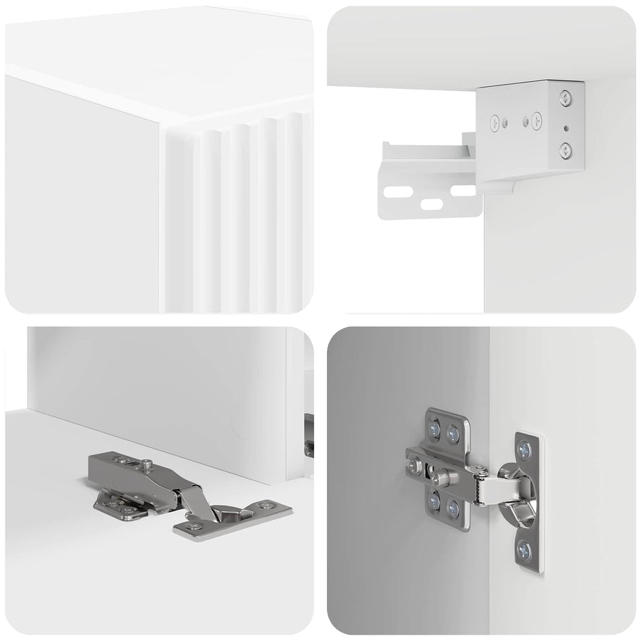 Tv-Meubelset Wandgemonteerd 3 Pcs Bewerkt Hout Wit