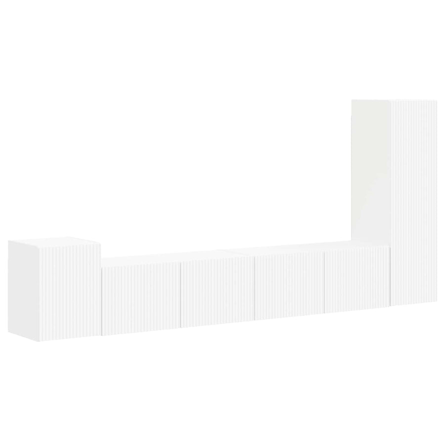 Tv-Meubelset Wandgemonteerd 3 Pcs Bewerkt Hout Wit