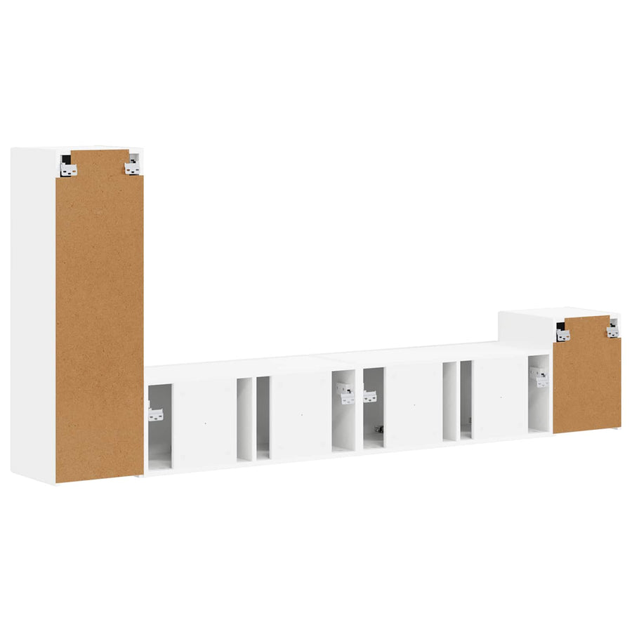 Tv-Meubelset Wandgemonteerd 3 Pcs Bewerkt Hout Wit