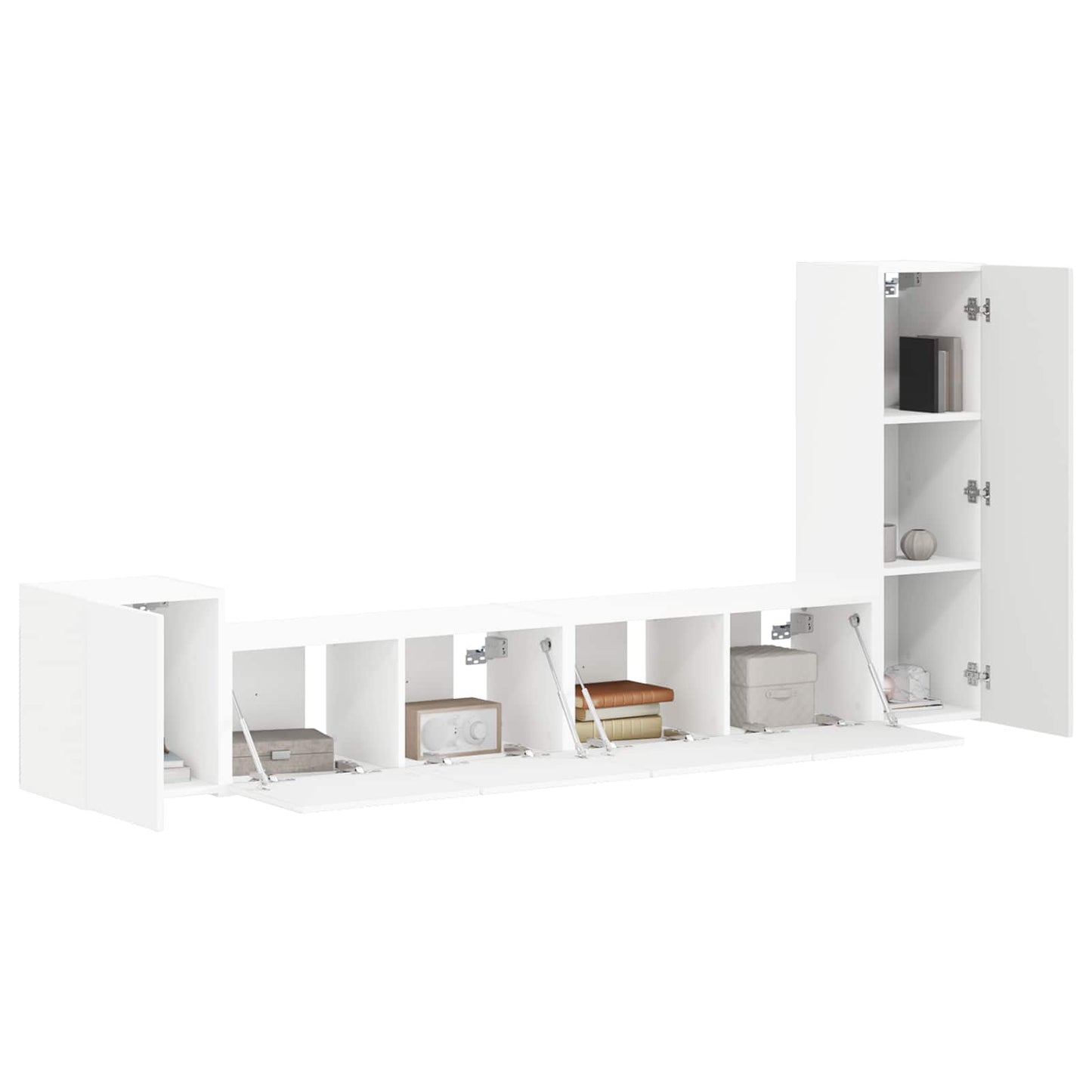 Tv-Meubelset Wandgemonteerd 3 Pcs Bewerkt Hout Wit