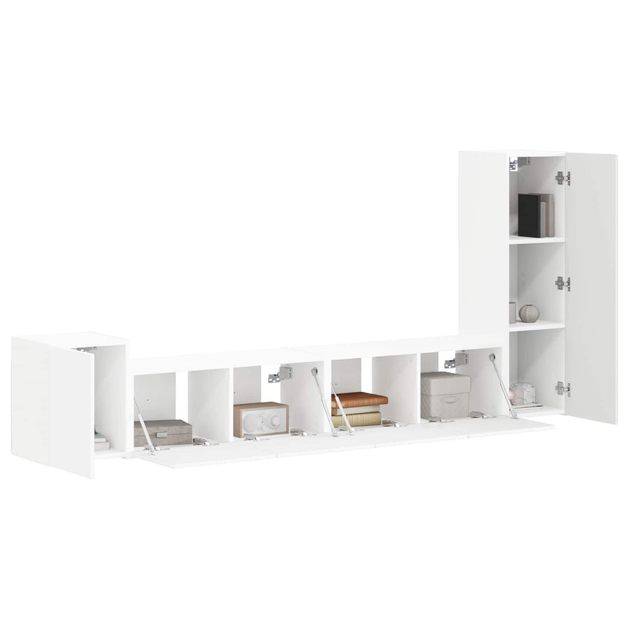 Tv-Meubelset Wandgemonteerd 3 Pcs Bewerkt Hout Wit