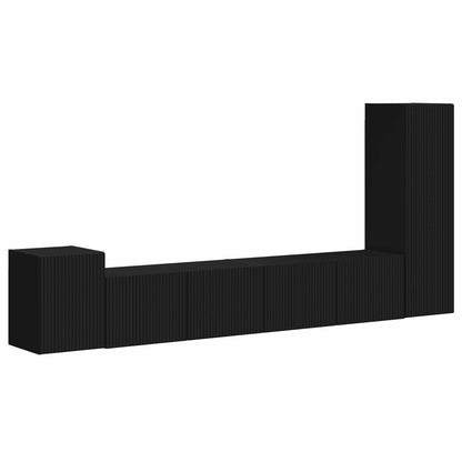 Tv-Meubelset Wandgemonteerd 3 Pcs Bewerkt Hout Zwart
