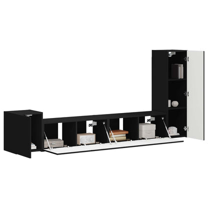 Tv-Meubelset Wandgemonteerd 3 Pcs Bewerkt Hout Zwart