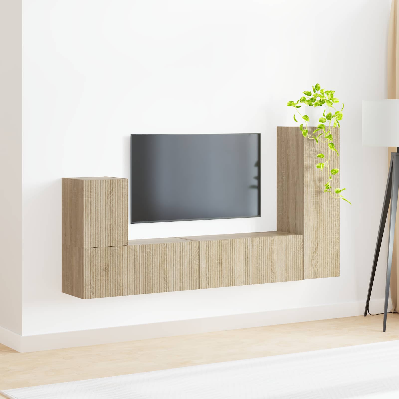 Tv-Meubelset Wandgemonteerd 3 Pcs Bewerkt Hout Sonoma eiken