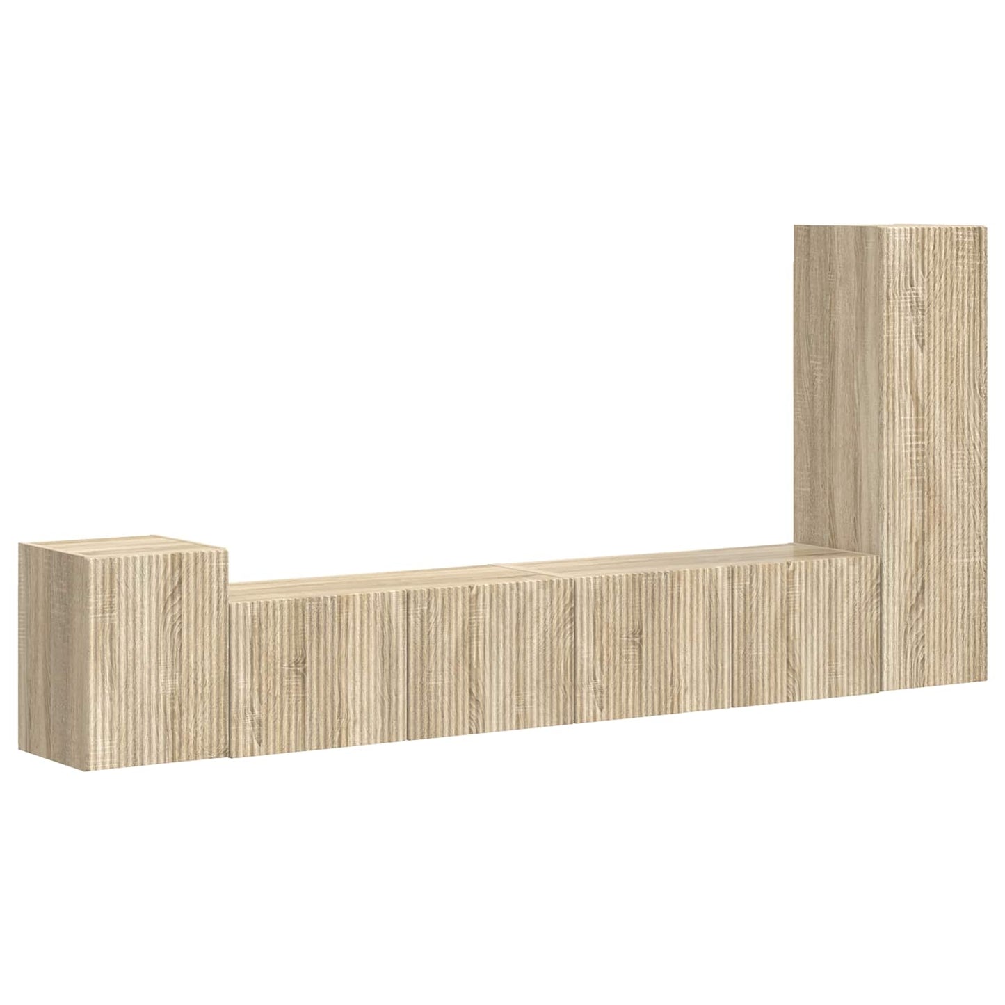 Tv-Meubelset Wandgemonteerd 3 Pcs Bewerkt Hout Sonoma eiken