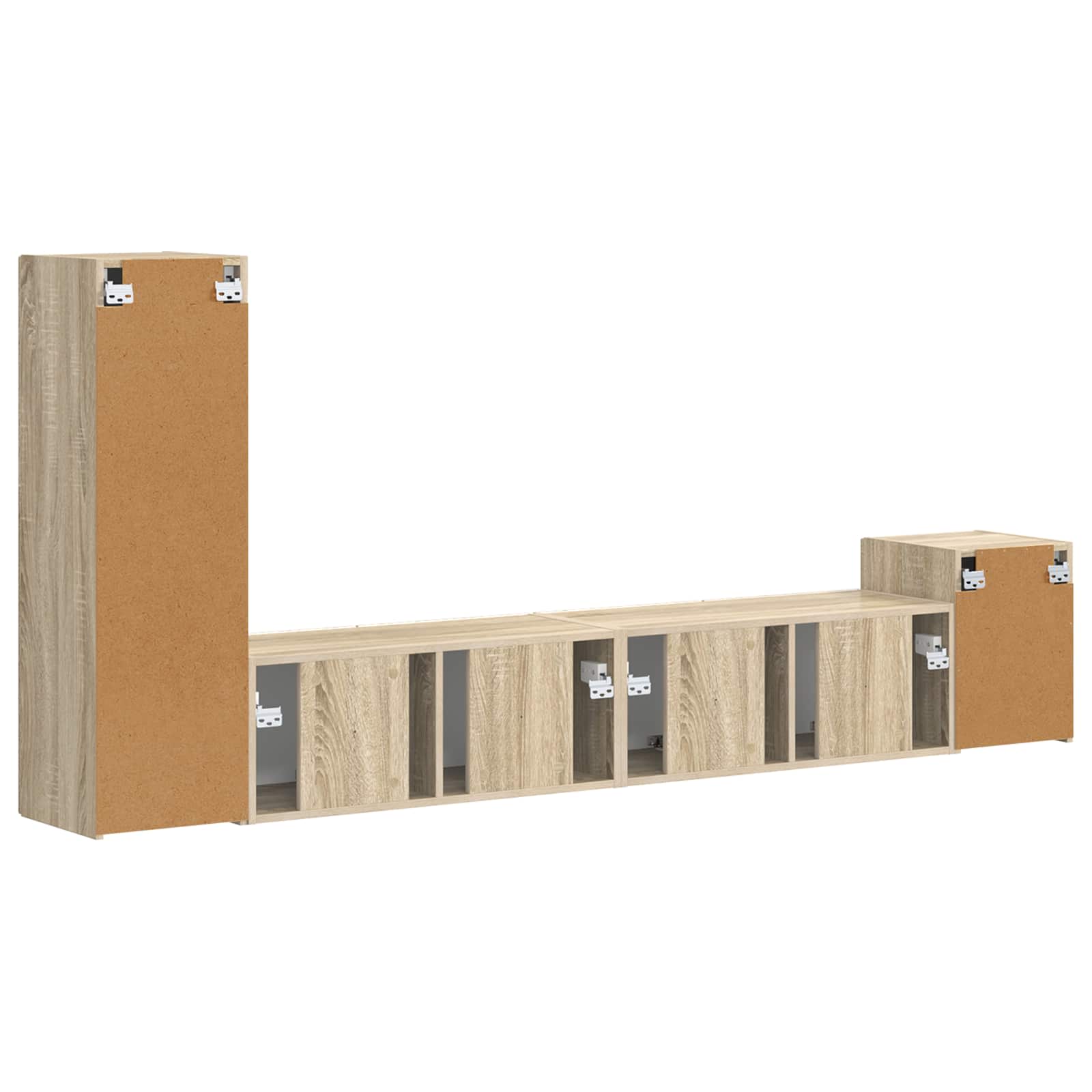 Tv-Meubelset Wandgemonteerd 3 Pcs Bewerkt Hout Sonoma eiken