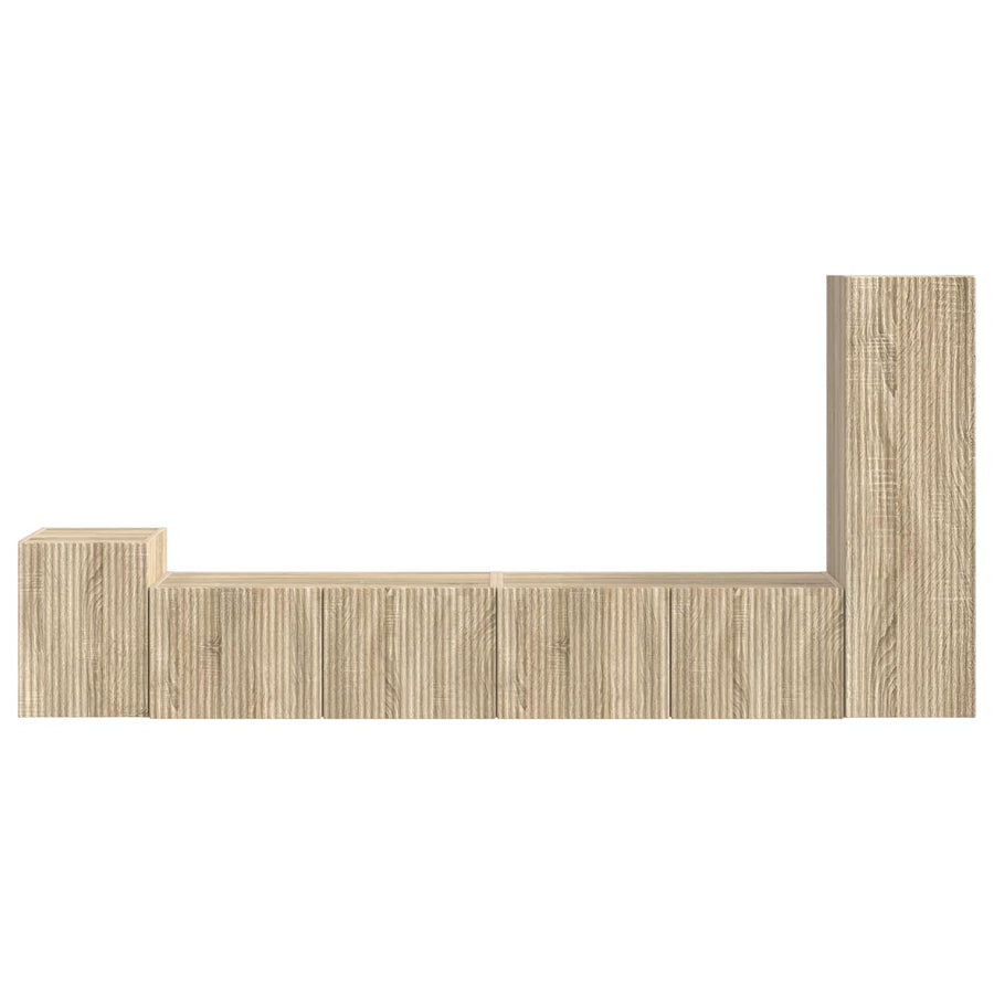 Tv-Meubelset Wandgemonteerd 3 Pcs Bewerkt Hout Sonoma eiken