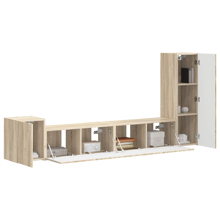 Tv-Meubelset Wandgemonteerd 3 Pcs Bewerkt Hout Sonoma eiken