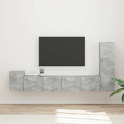 Tv-meubelset wandmontage 3-delig beton grijs bewerkt hout