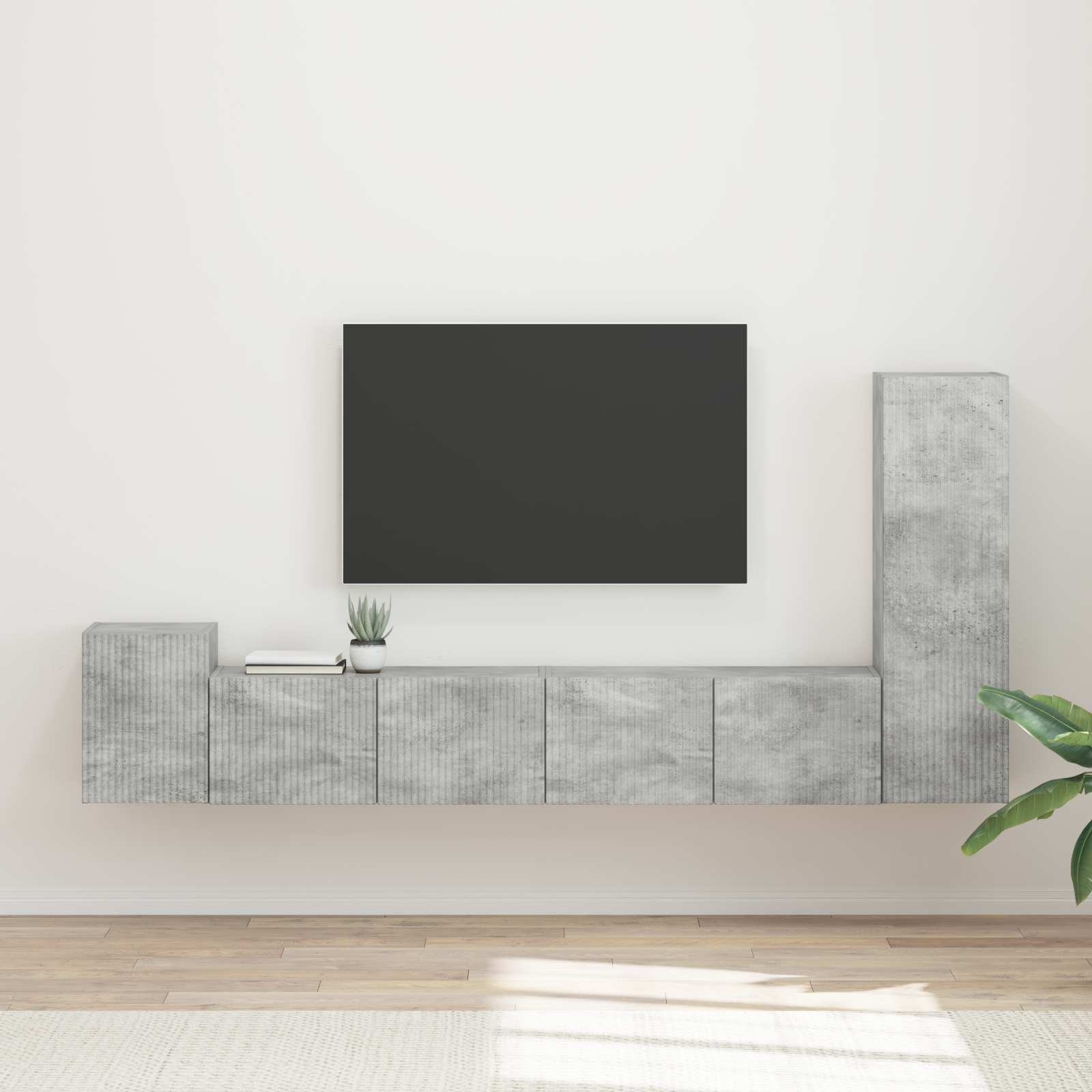 Tv-Meubelset Wandgemonteerd 3 Pcs Beton Grijs Bewerkt Hout Betongrijs