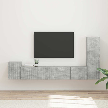 Tv-Meubelset Wandgemonteerd 3 Pcs Beton Grijs Bewerkt Hout Betongrijs