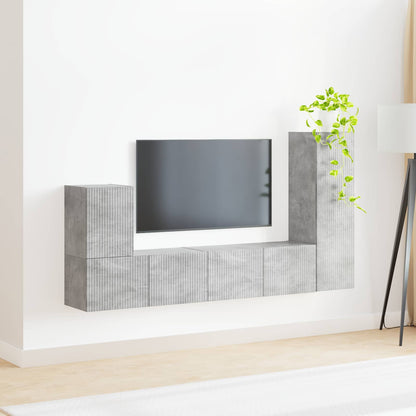 Tv-Meubelset Wandgemonteerd 3 Pcs Beton Grijs Bewerkt Hout Betongrijs