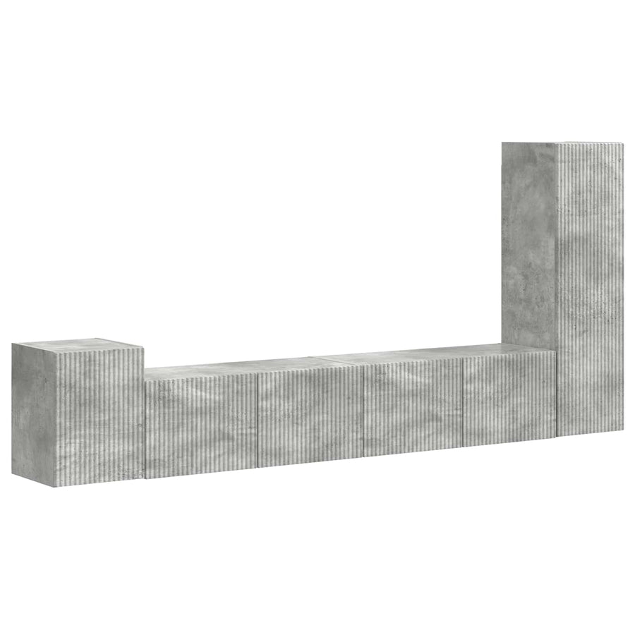 Tv-Meubelset Wandgemonteerd 3 Pcs Beton Grijs Bewerkt Hout Betongrijs