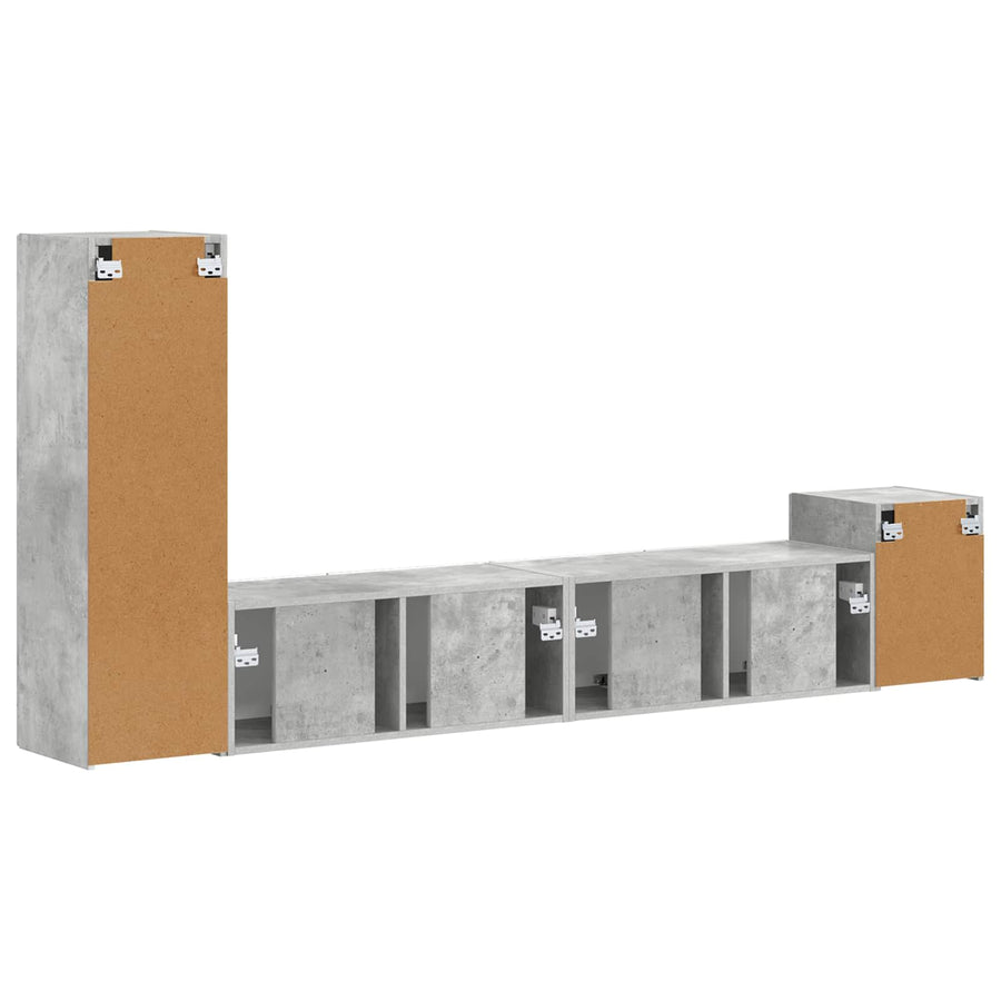 Tv-Meubelset Wandgemonteerd 3 Pcs Beton Grijs Bewerkt Hout Betongrijs