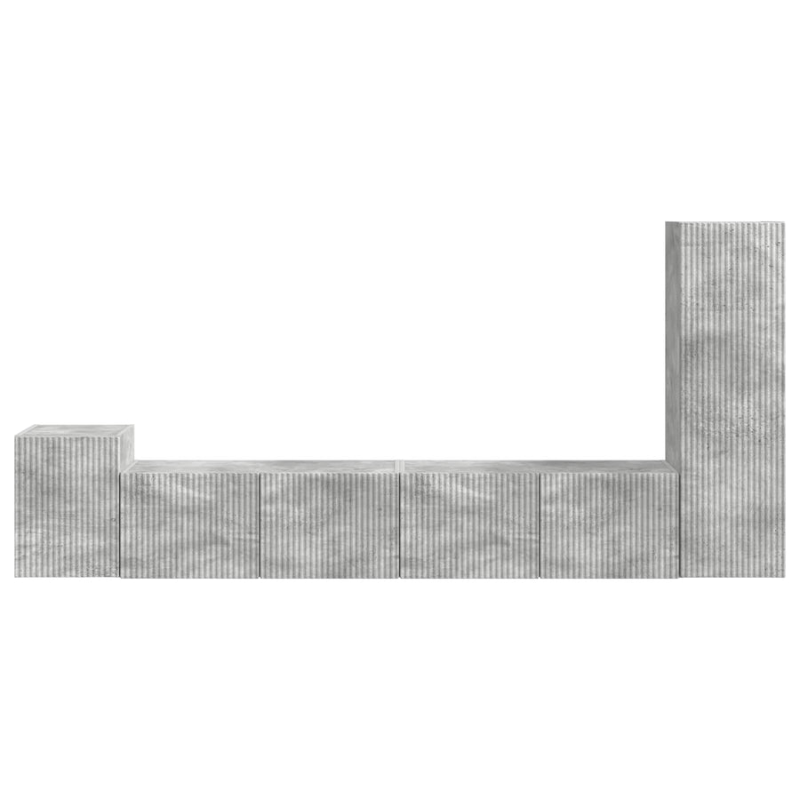 Tv-Meubelset Wandgemonteerd 3 Pcs Beton Grijs Bewerkt Hout Betongrijs
