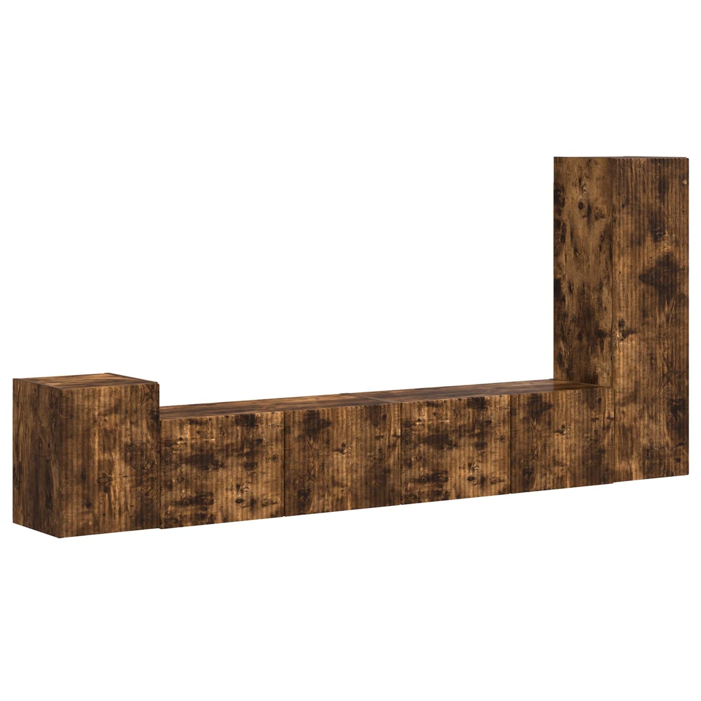 Tv-Meubelset Wandgemonteerd 3 Pcs Bewerkt Hout Gerookt eiken