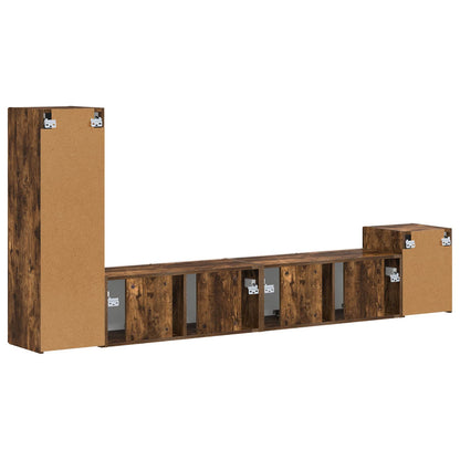 Tv-Meubelset Wandgemonteerd 3 Pcs Bewerkt Hout Gerookt eiken