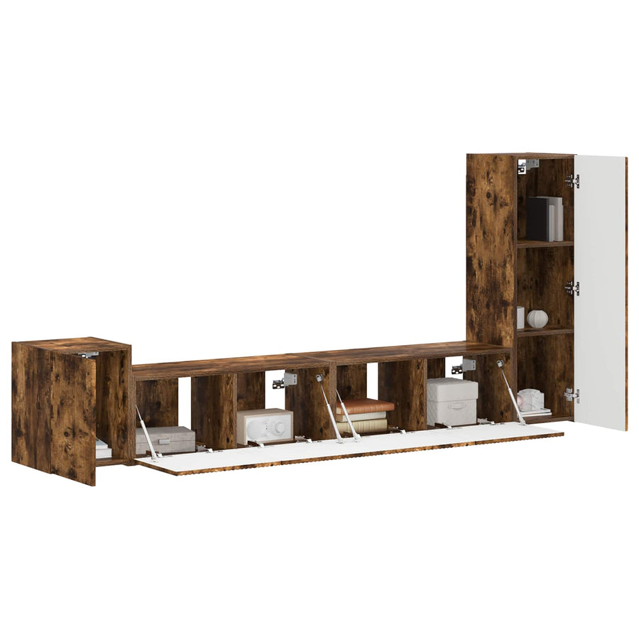 Tv-Meubelset Wandgemonteerd 3 Pcs Bewerkt Hout Gerookt eiken