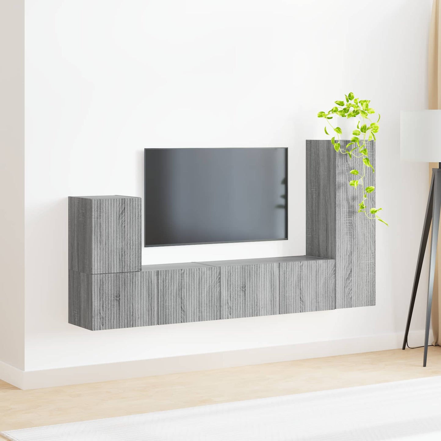 Tv-Meubelset Wandgemonteerd 3 Pcs Bewerkt Hout Grijs sonoma