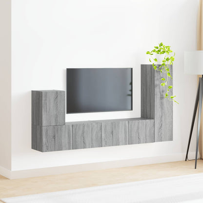 Tv-Meubelset Wandgemonteerd 3 Pcs Bewerkt Hout Grijs sonoma