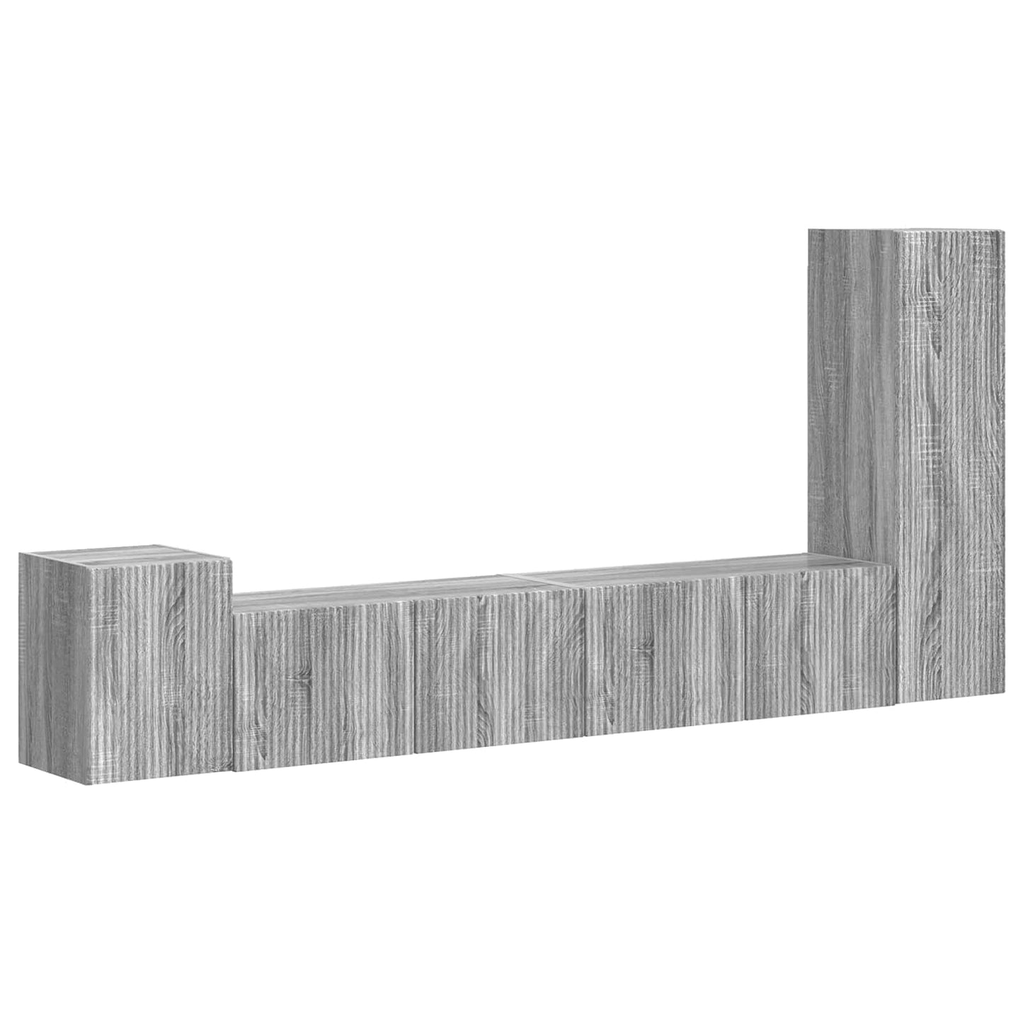 Tv-Meubelset Wandgemonteerd 3 Pcs Bewerkt Hout Grijs sonoma