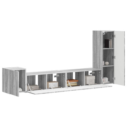 Tv-Meubelset Wandgemonteerd 3 Pcs Bewerkt Hout Grijs sonoma