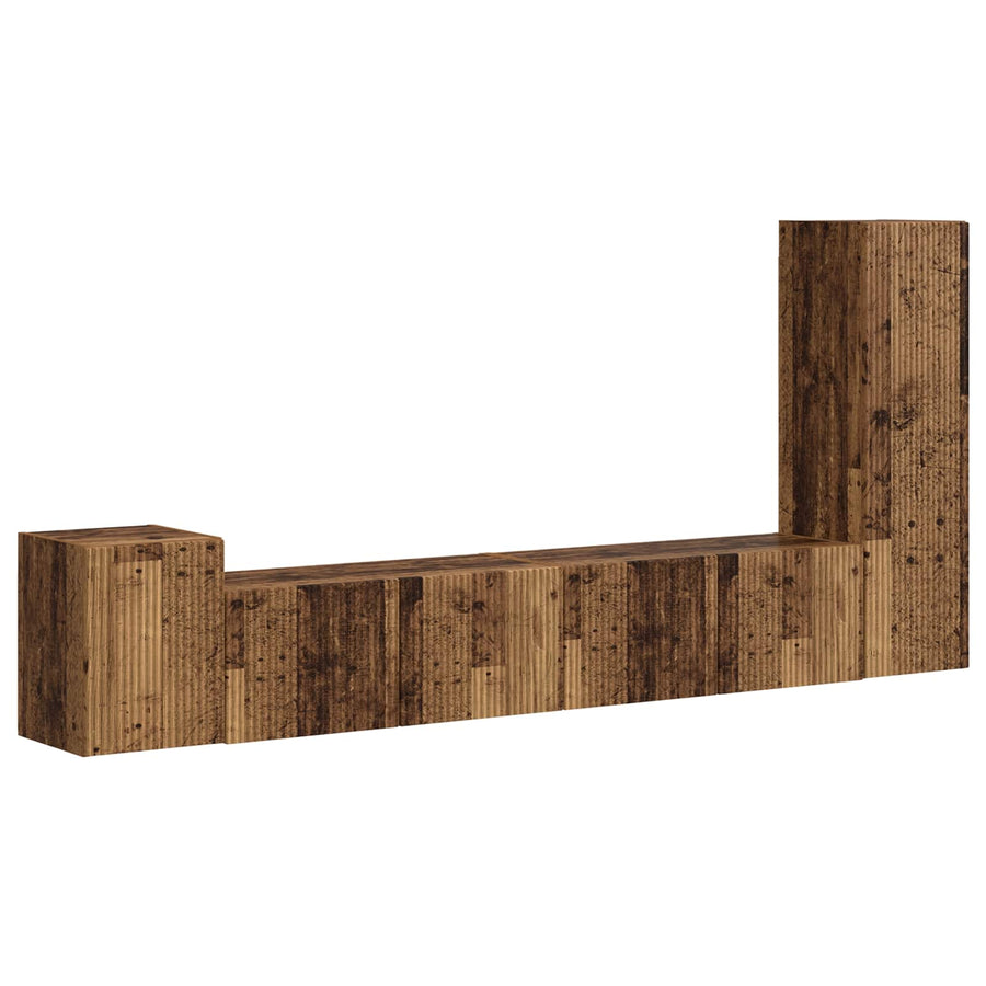 Tv-Meubelset Wandgemonteerd 3 Pcs Oudhout Bewerkt Hout Oud hout